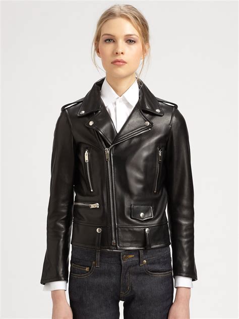 women ysl leather jacket